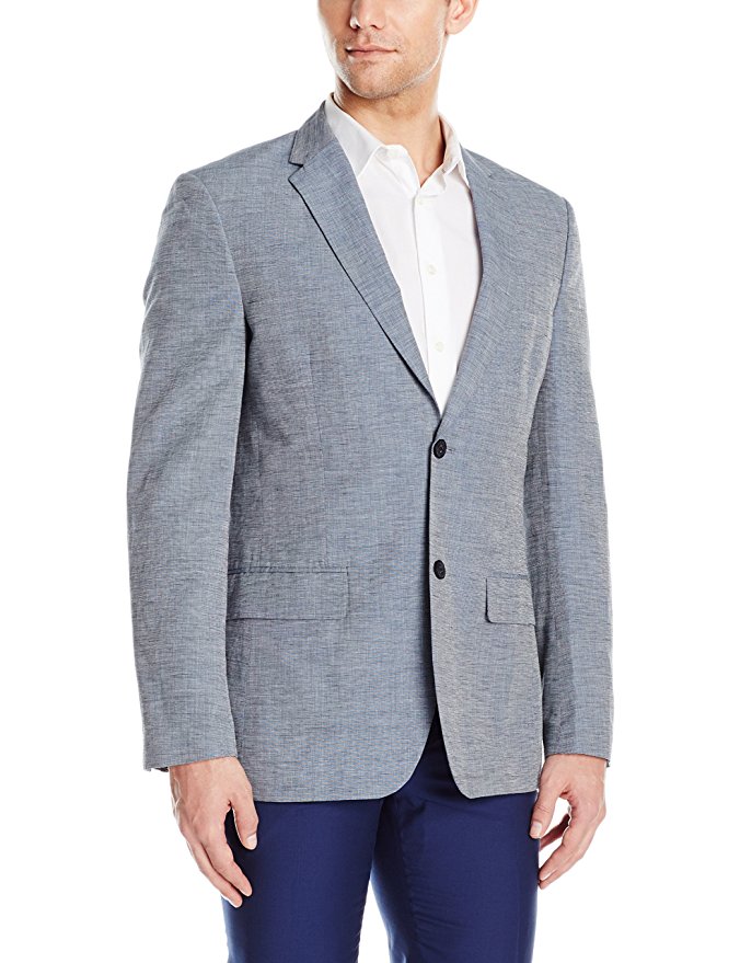 Men's Standard Slim Fit End on End Linen Jacket